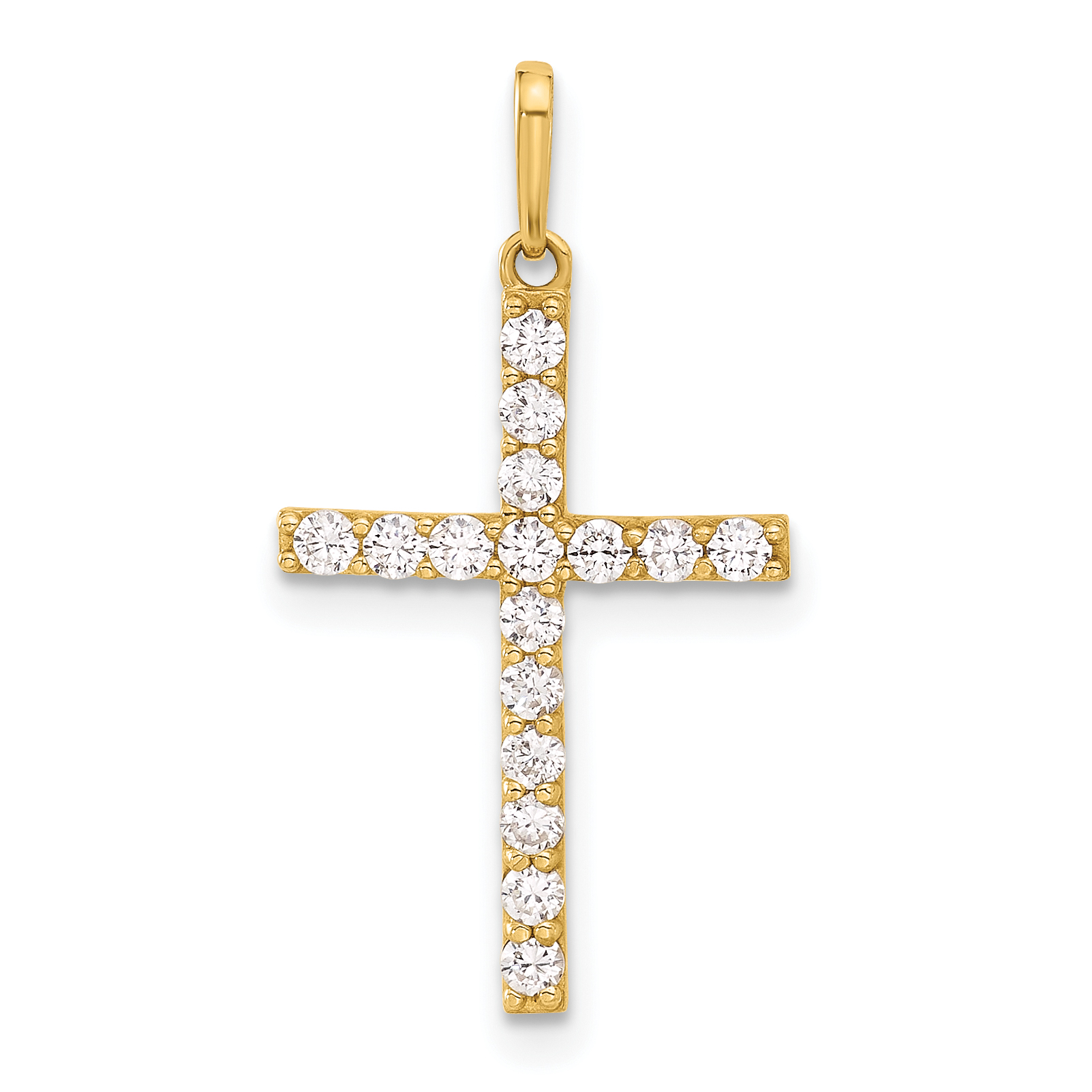 10K Polished CZ Latin Cross Charm (10C1499)