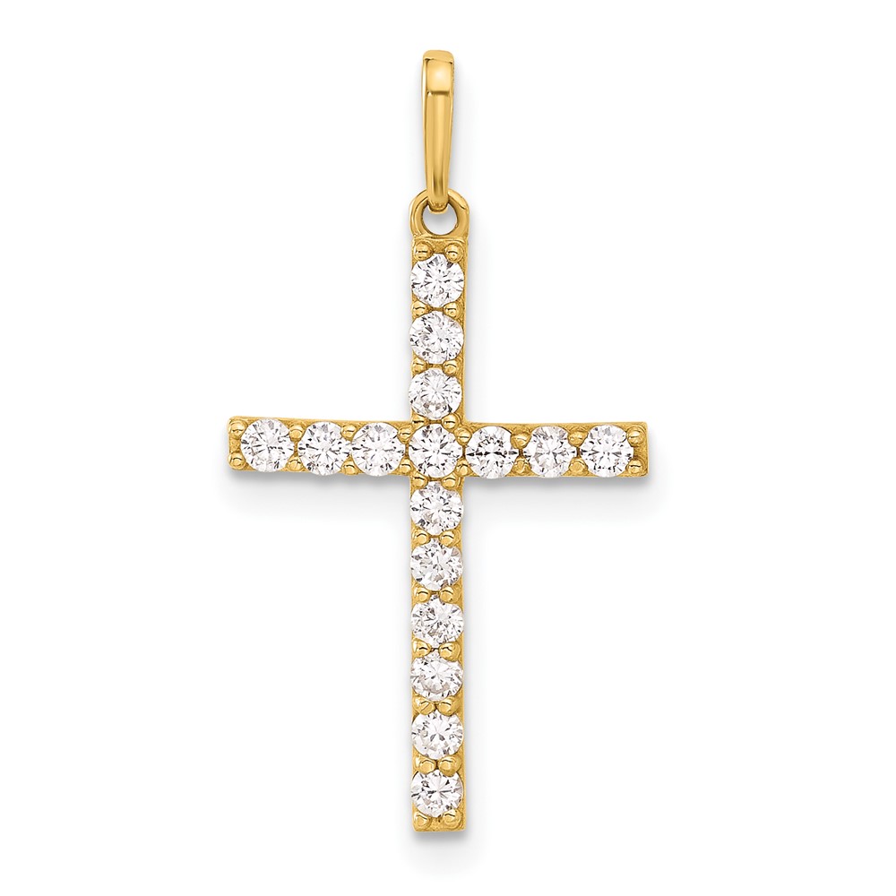 10K Polished CZ Latin Cross Charm (10C1499)