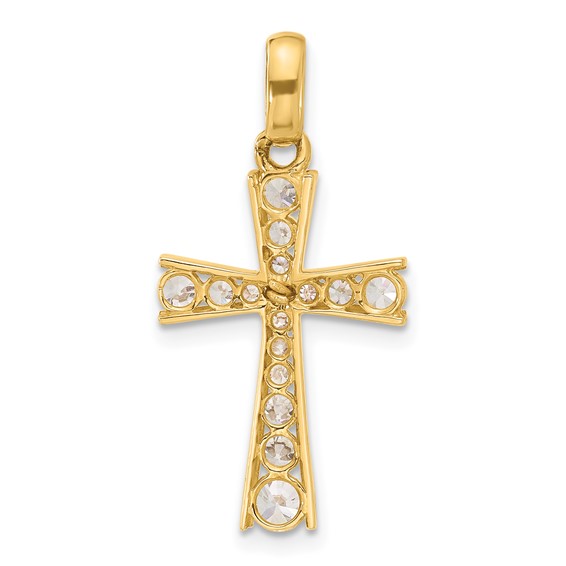 10K Polished CZ Latin Cross Pendant
