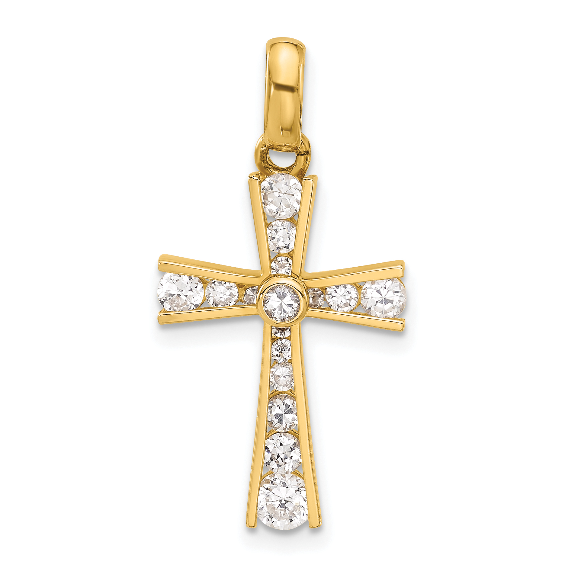 10K Polished CZ Latin Cross Pendant (10C1500)