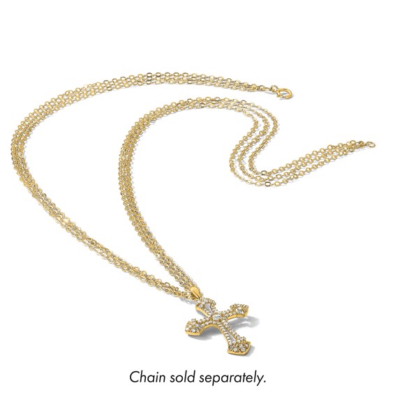 10K Polished CZ Fancy Cross Pendant