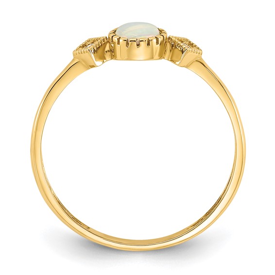 10K Polished CZ and Created Opal Ring