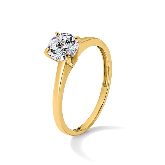 10K Polished Round CZ Solitaire Ring