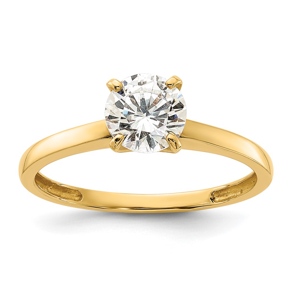 10K Polished Round CZ Solitaire Ring