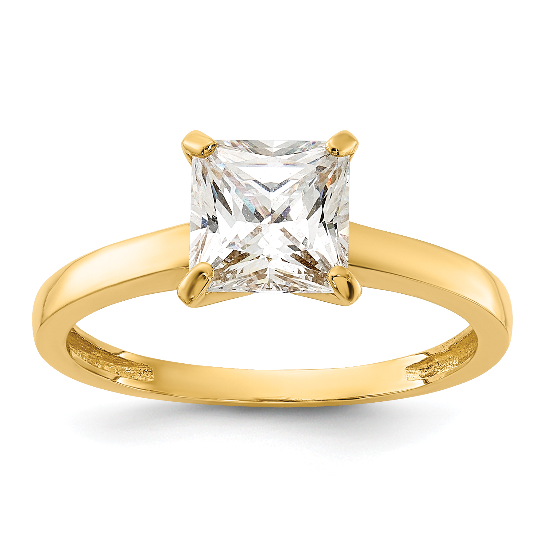 10K Polished Square CZ Solitaire Ring (10C1509)