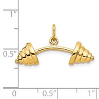 10K Yellow Gold Solid Barbell Charm view 3