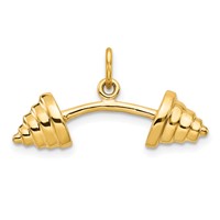10K Yellow Gold Solid Barbell Charm view 1