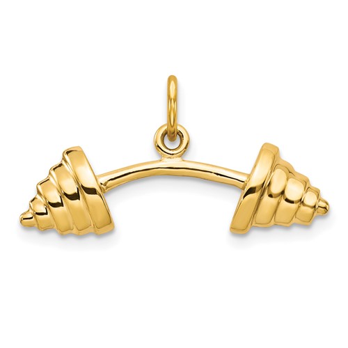 10K Yellow Gold Solid Barbell Charm