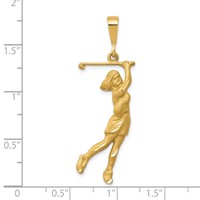 10K Yellow Gold Satin Diamond-cut Female Golfer Charm view 3