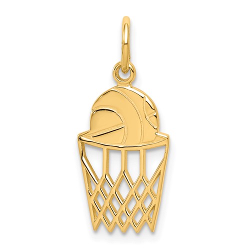 10K Yellow Gold Basketball and Net Charm