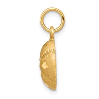 10K Yellow Gold Satin Diamond-cut Baseball Charm view 2
