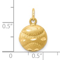10K Yellow Gold Satin Diamond-cut Baseball Charm view 3