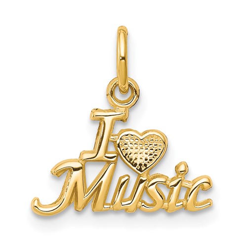 10K Yellow Gold I Heart Music Charm