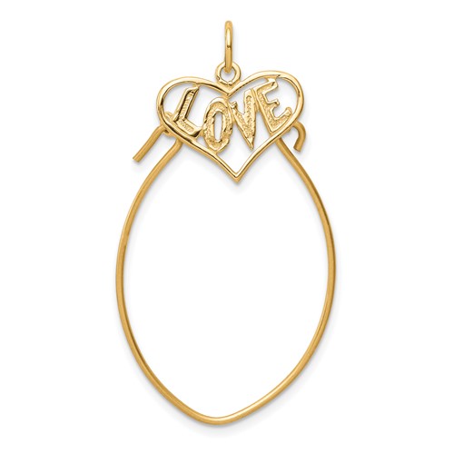 10K Yellow Gold Polished Filigree Love Charm Holder