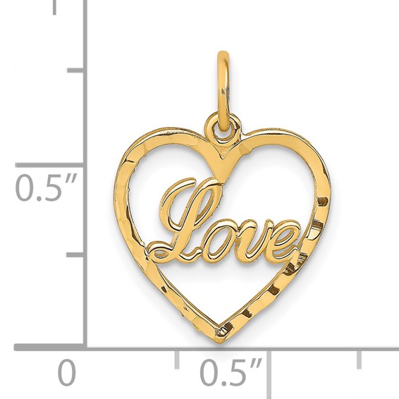 Gold LOVE Diamond-cut Heart Pendant