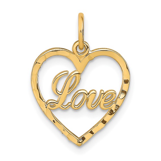 Gold LOVE Diamond-cut Heart Pendant