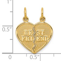 10K Yellow Gold Best Friend 2-Piece Break-Apart Heart Charm view 3