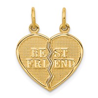 10K Yellow Gold Best Friend 2-Piece Break-Apart Heart Charm view 1