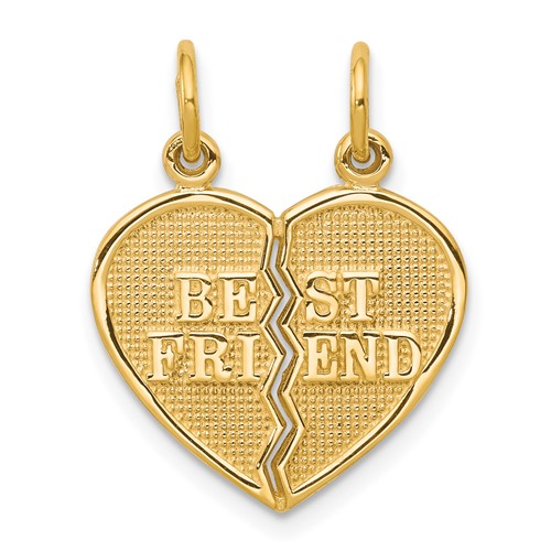 10K Yellow Gold Best Friend 2-Piece Break-Apart Heart Charm