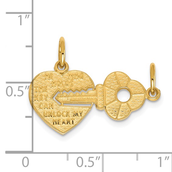 Gold Break-apart Heart and Key Charm