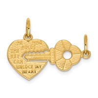 10K Yellow Gold HE Who Holds the Key. Heart and Key 2-Piece Break-apart Charm view 1