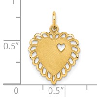 10K Yellow Gold Scalloped Border Charm with Tiny Heart Cut-out Heart view 3