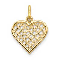 10K Yellow Gold Basketweave Heart Charm view 1