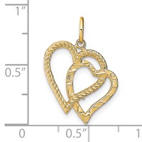 10K Yellow Gold Double Heart Charm view 3