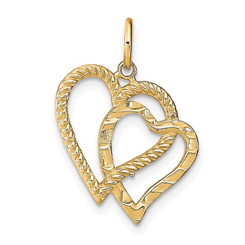 10K Yellow Gold Double Heart Charm