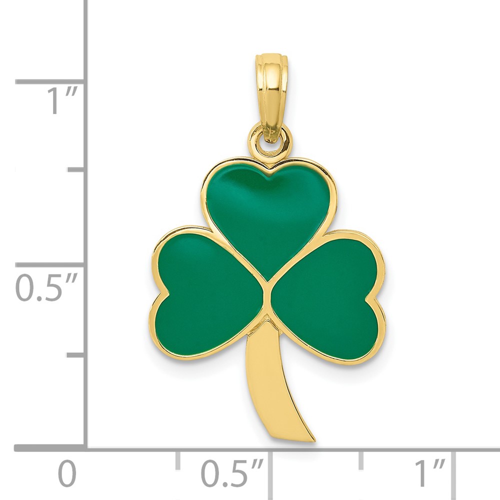 10k Green Enameled Shamrock Pendant (10C2195)