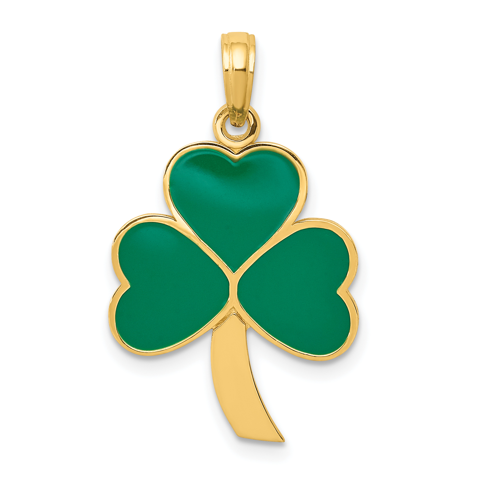 10k Green Enameled Shamrock Pendant (10C2195)