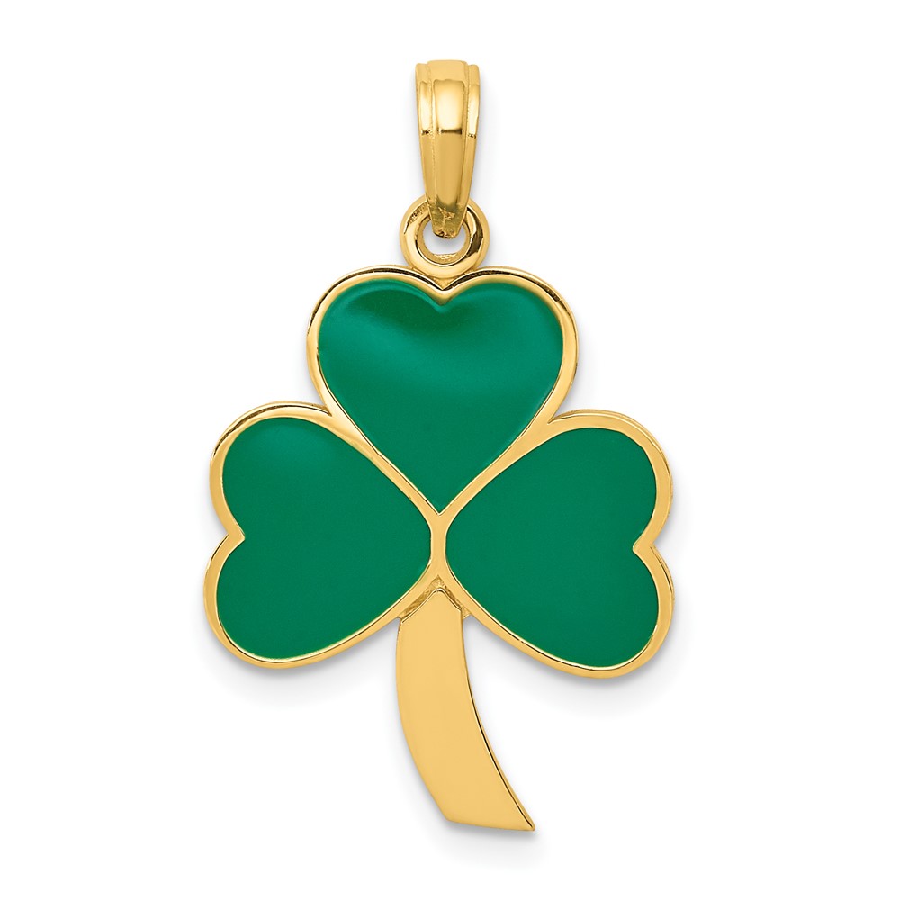 10k Green Enameled Shamrock Pendant (10C2195)