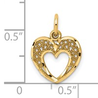 10K Yellow Gold Diamond-cut Filigree Heart Charm view 3