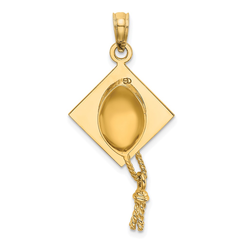 10k Solid Polished 3-D Graduation Cap Pendant (10C2229)