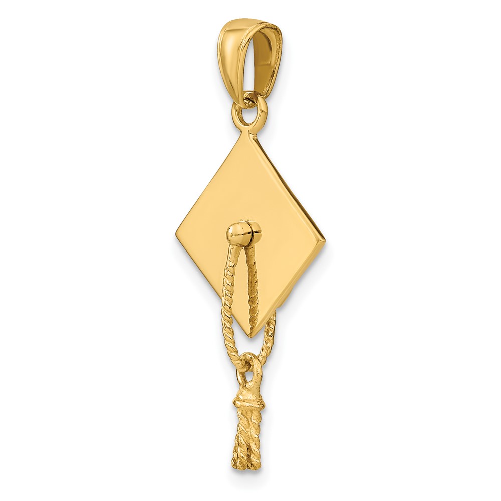 10k Solid Polished 3-D Graduation Cap Pendant (10C2229)