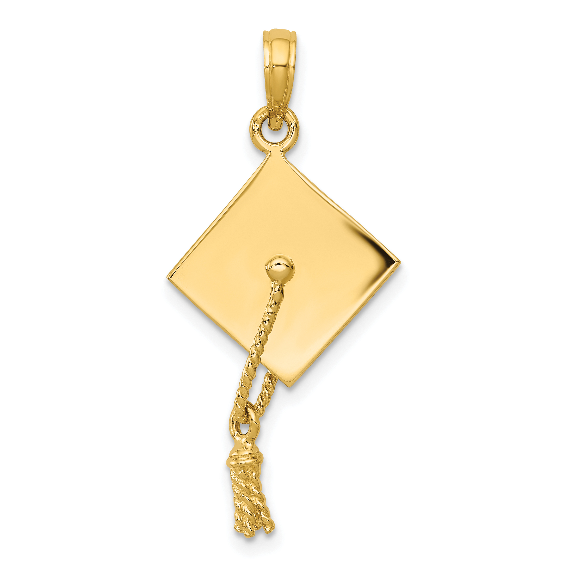 10k Solid Polished 3-D Graduation Cap Pendant (10C2229)