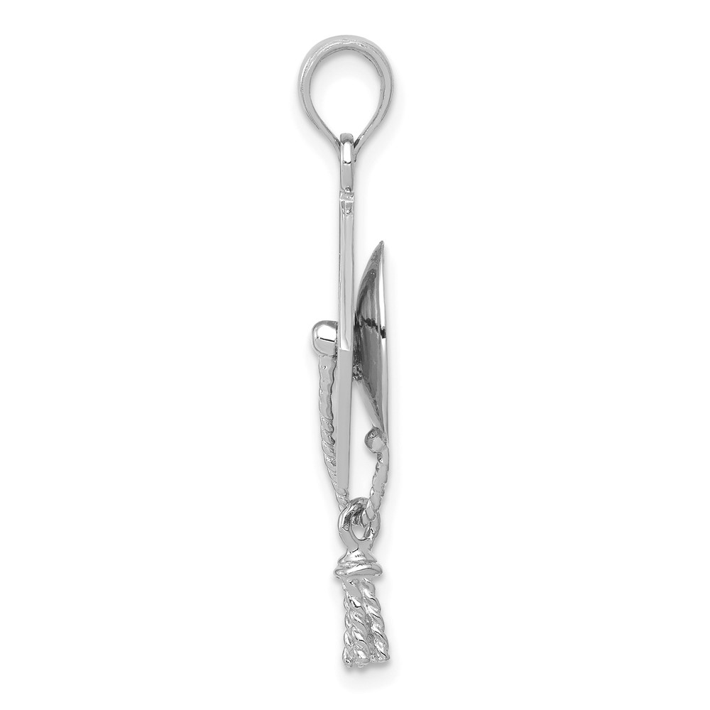 10K White Gold 3-D Graduation Cap w/ Moveable Tassle Charm (10C2229W)