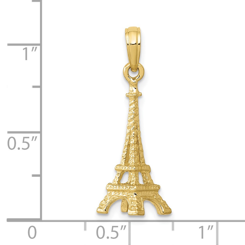 10k Solid Polished 3-D Eiffel Tower Charm (10C2235)
