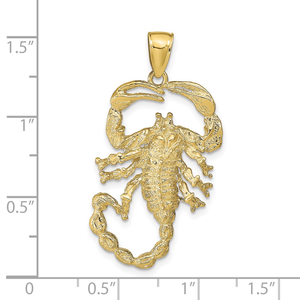 10k Solid Polished Open-Backed Scorpion Pendant (10C2384)