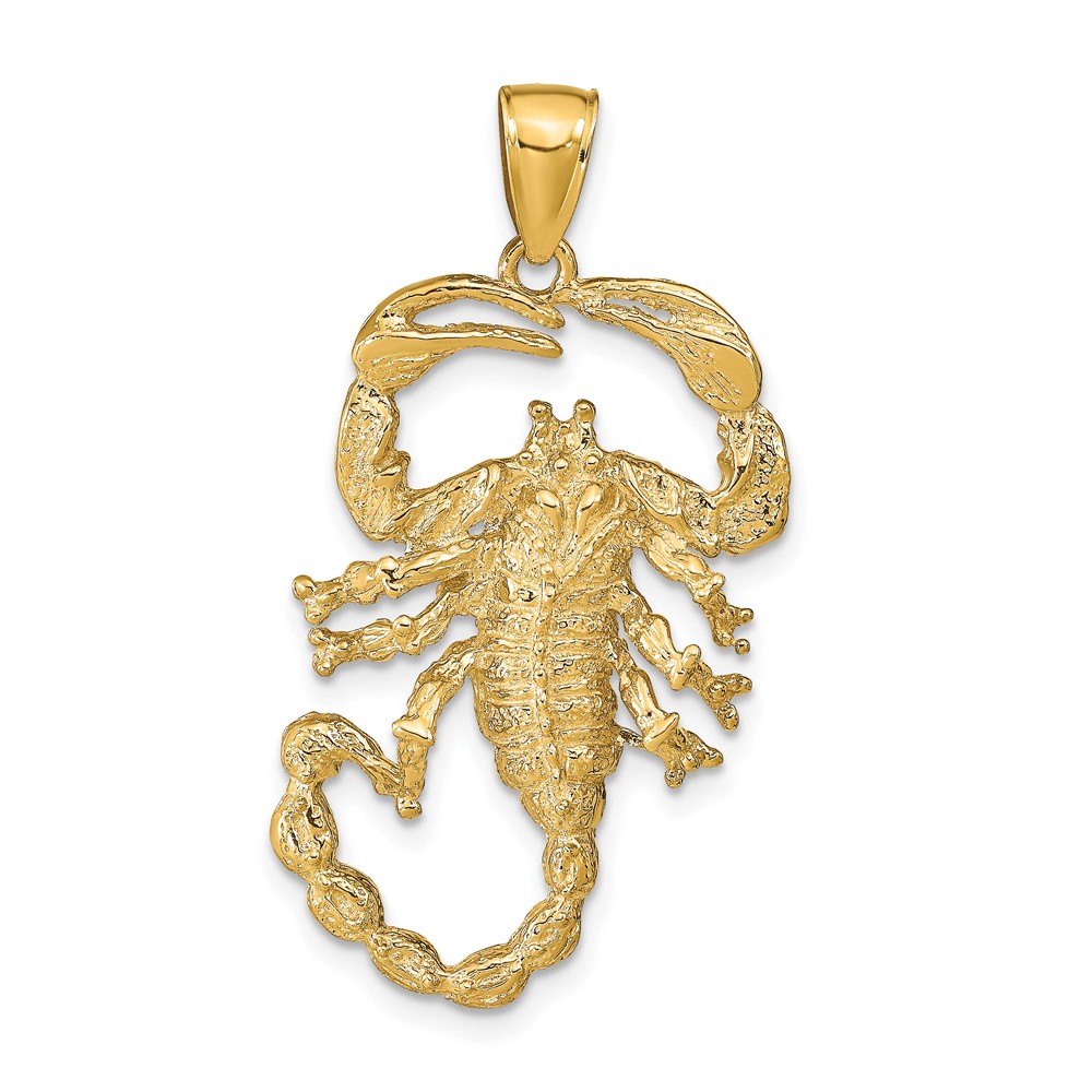 10k Solid Polished Open-Backed Scorpion Pendant (10C2384)