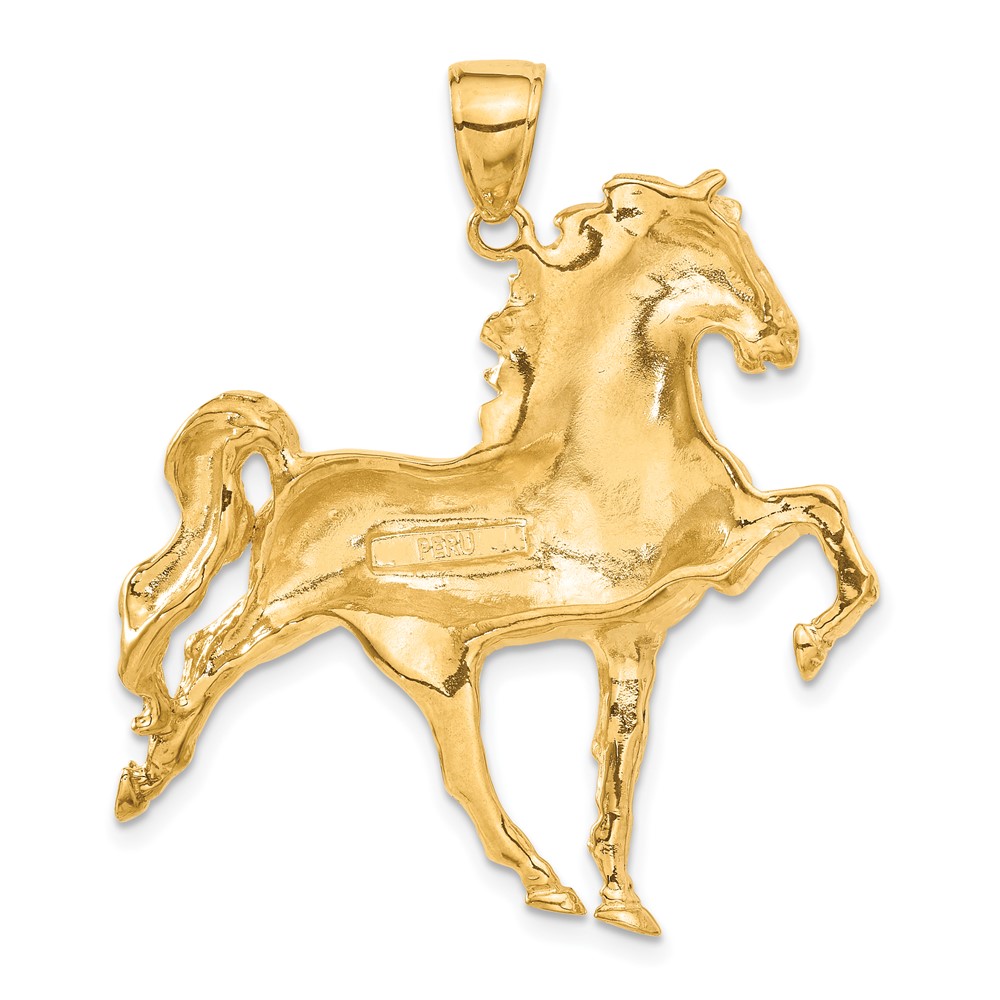 10k Solid Polished Open-Backed Horse Pendant (10C2410)