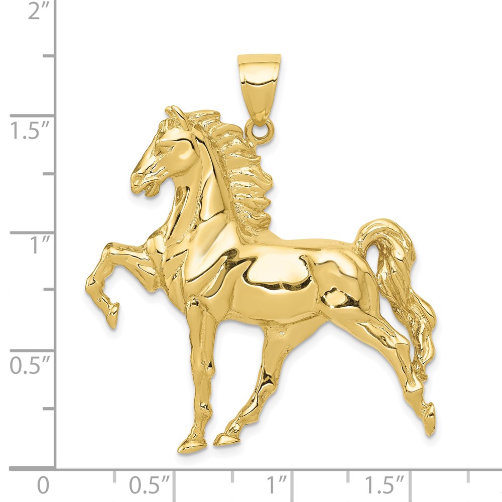 10k Solid Polished Open-Backed Horse Pendant (10C2410)