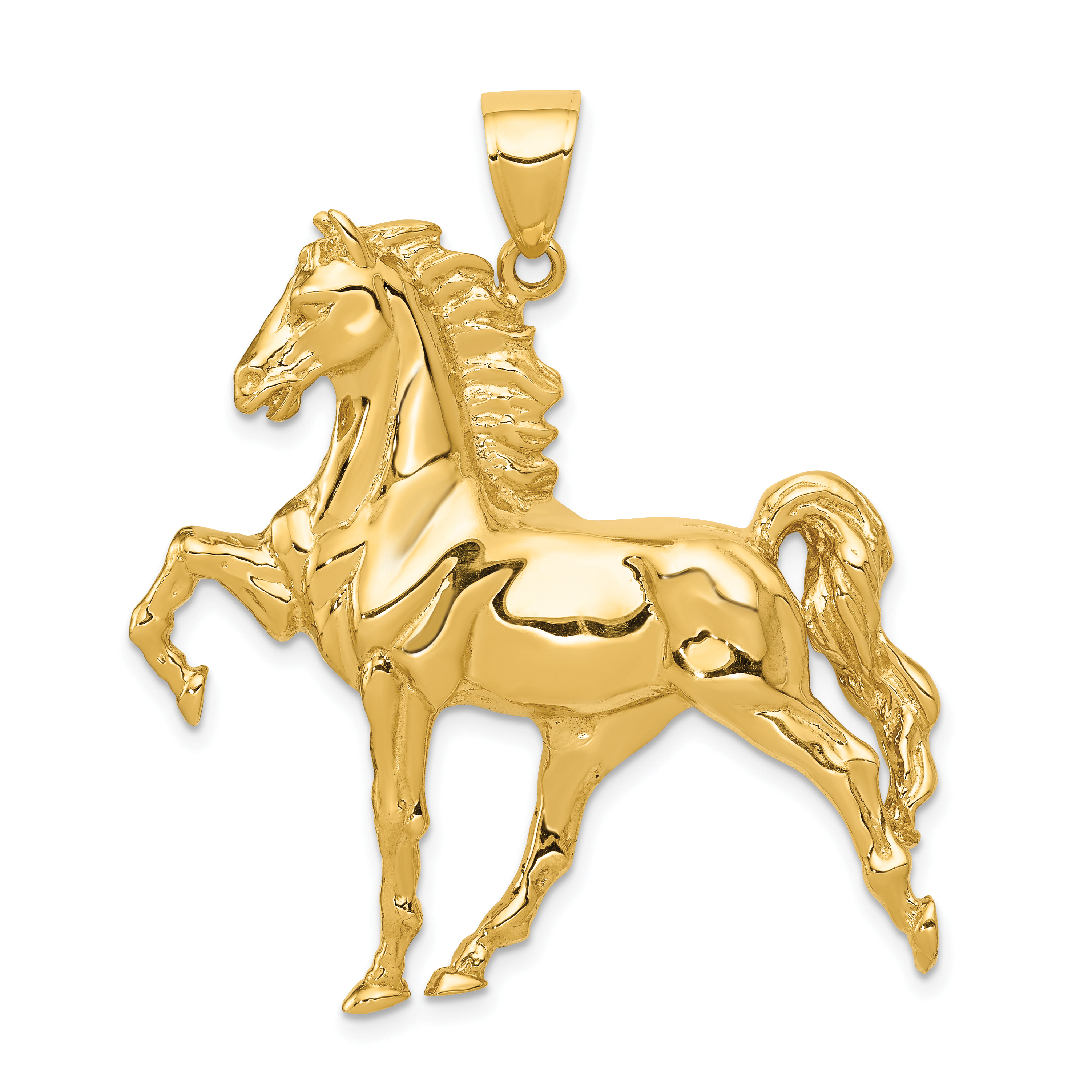 10k Solid Polished Open-Backed Horse Pendant (10C2410)