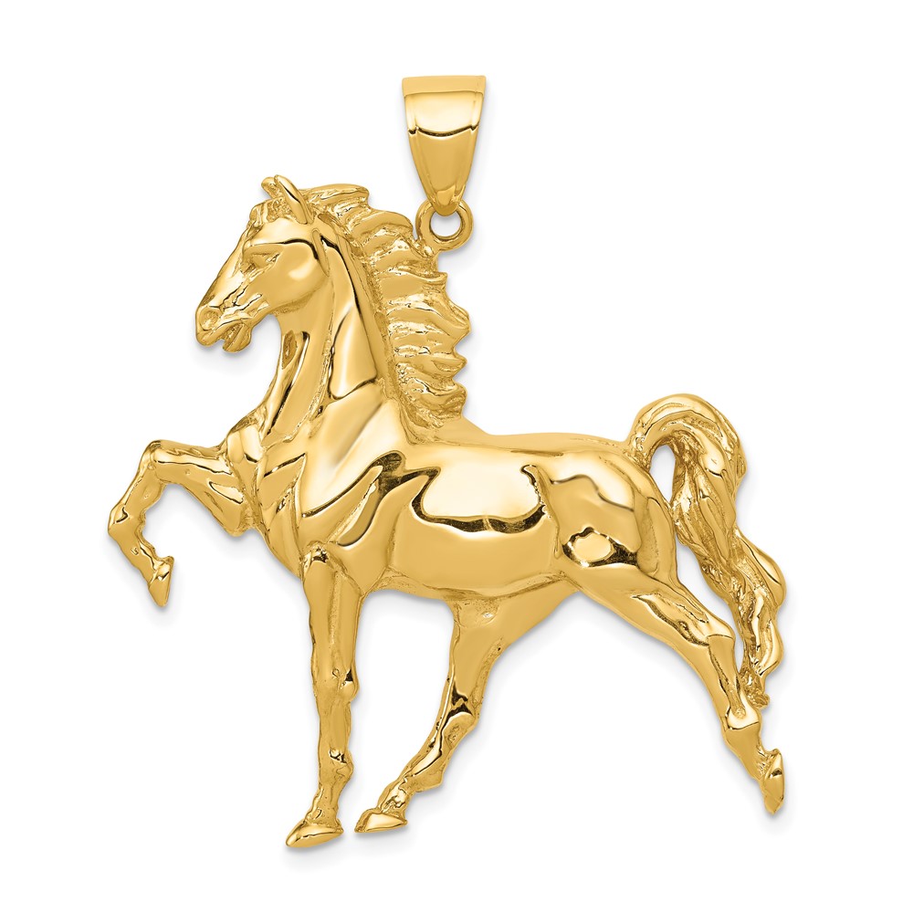 10k Solid Polished Open-Backed Horse Pendant (10C2410)