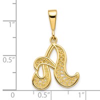 10K Yellow Gold Large Filigree Initial a Pendant view 3