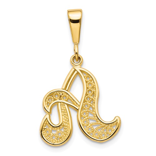 10K Yellow Gold Large Filigree Initial a Pendant