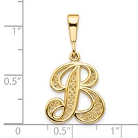 10K Yellow Gold Large Filigree Initial B Pendant view 3