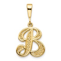 10K Yellow Gold Large Filigree Initial B Pendant view 1