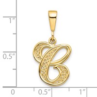10K Yellow Gold Large Filigree Initial C Pendant view 3