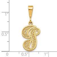 10K Large Filigree Initial G Pendant view 3